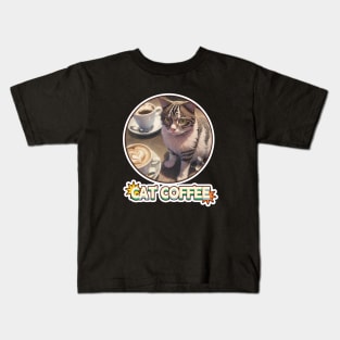 Cat Coffee Lover Kids T-Shirt